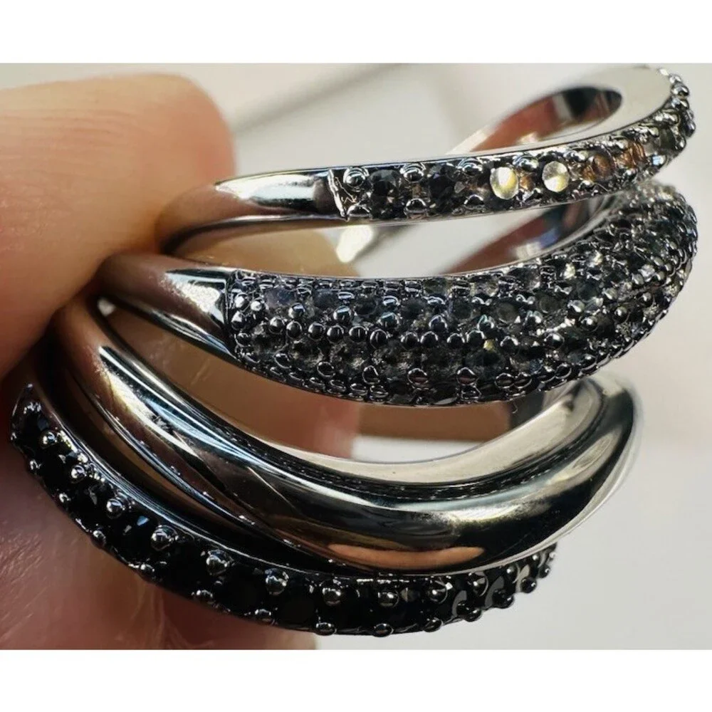 Bomb Party RBP6759 Infinitely Mine Luxe Bands Ring Size 6 Hematite CZ